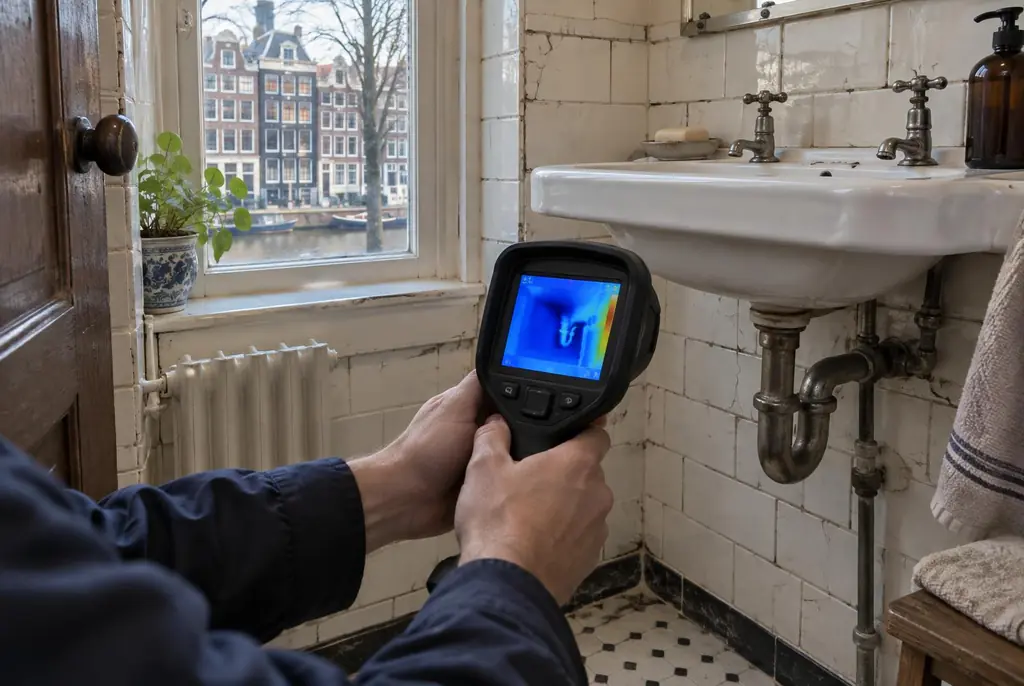 Lekdetectie Kockengen – badkamer met oude leidingen achter de tegels