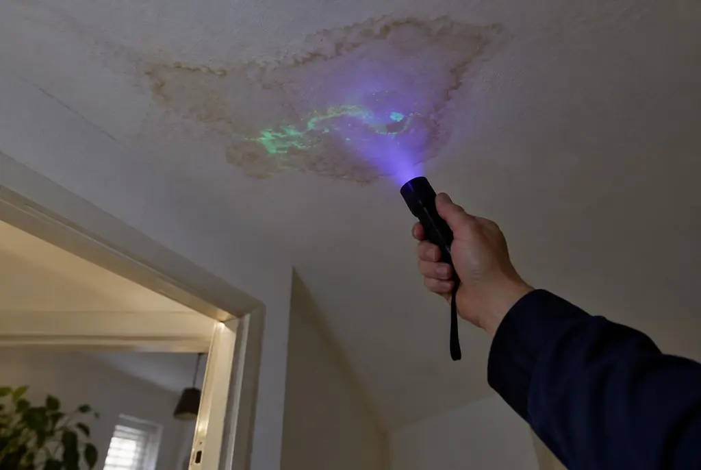 Lekdetectie Kockengen – kleurstof controleren op het plafond met uv-licht
