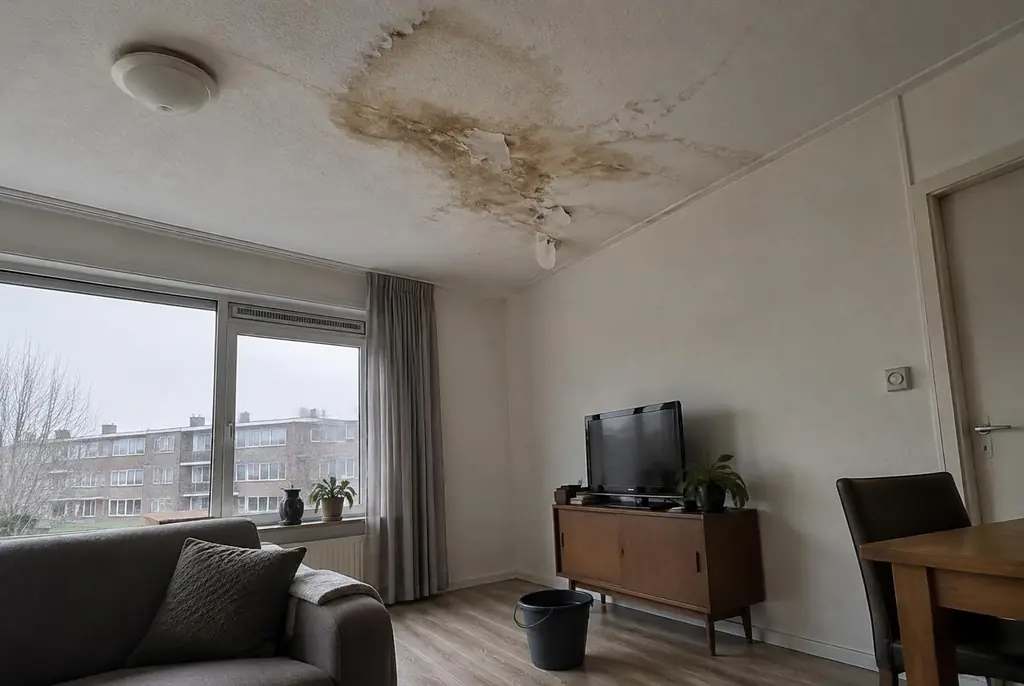 Lekdetectie Kockengen – vochtplek op het plafond onder een badkamer